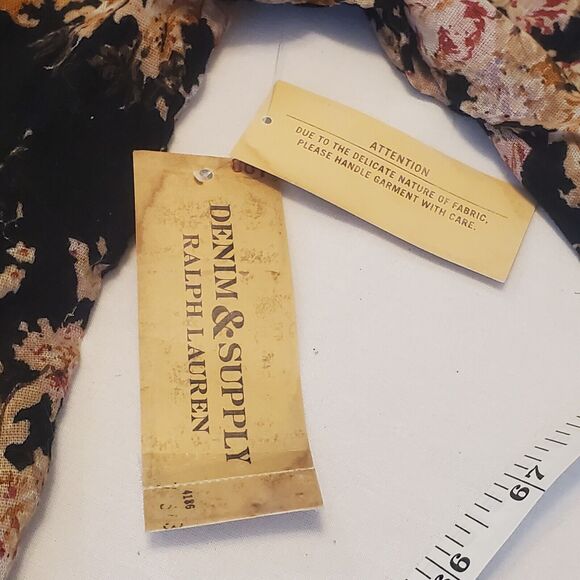 Denim & Supply Ralph Lauren Top Womens S/P Black Boho Sheer Lace-up Front NWT - Picture 10 of 12